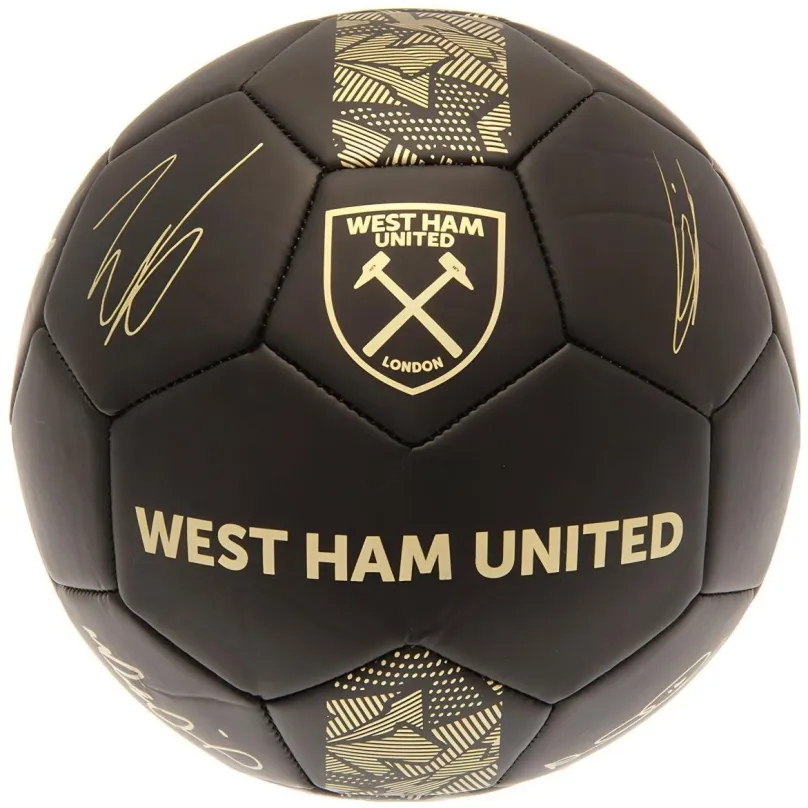Futbalová lopta Ouky West Ham United FC, čierna, zlaté podpisy, veľ. 1