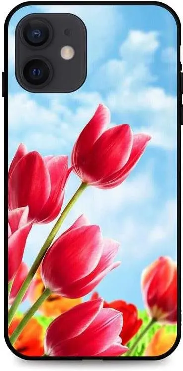 Kryt na mobil TopQ iPhone 12 silikón Tulips 55106