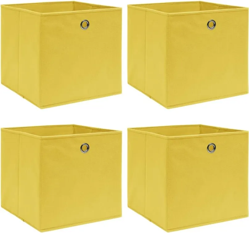 Úložný box Úložné boxy 4 ks žlté 32 x 32 x 32 cm textil