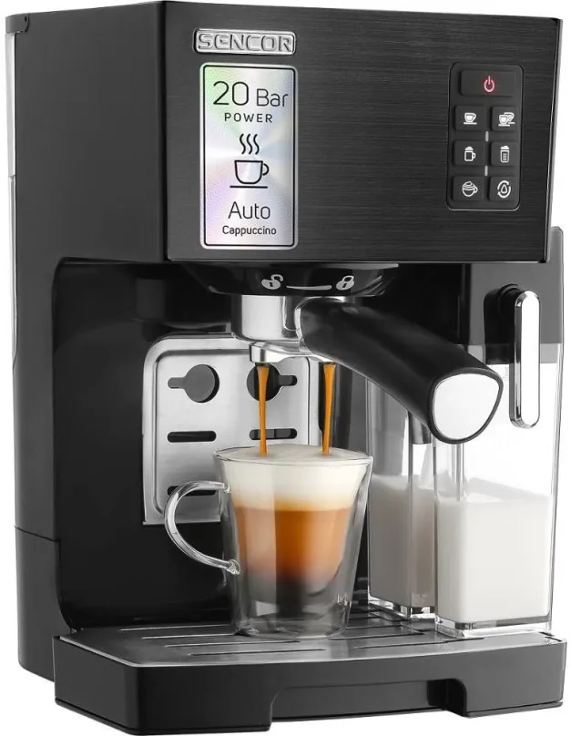 Pákový kávovar SENCOR SES 4050SS-EUE3 Espresso, do domácnosti, príkon 1450 W, tlak 20 ba