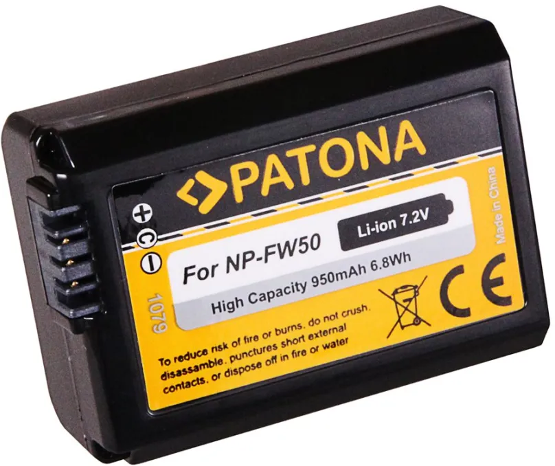 Batérie pre fotoaparát Paton pre Sony NP-FW50 950 mAh / 6.8Wh / 7.2V Li-Ion