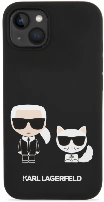 Kryt na mobil Karl Lagerfeld MagSafe Kompatibilný Kryt Liquid Silicone Karl and Choupette pre iPhone 14 Black