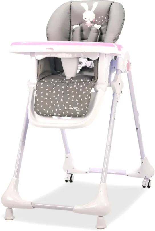 Jedálenská stolička ASALVO Baby jedálenské stoličky rabbit pink