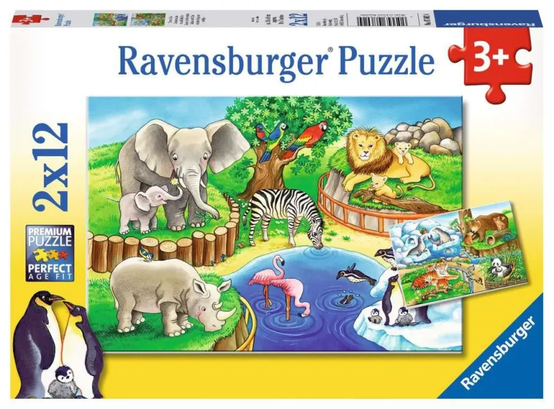 RAVENSBURGER Puzzle Zvieratká v zoo 2x12 dielikov