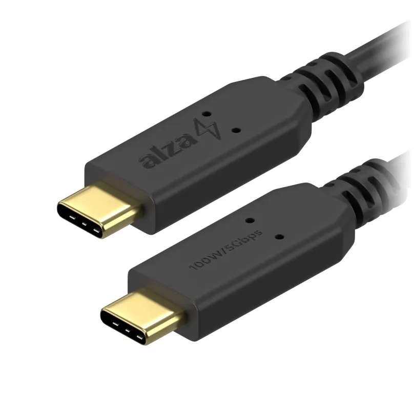 Dátový kábel AlzaPower Core USB-C / USB-C 3.2 Gen 1, 5A, 100W, 0.5m čierny