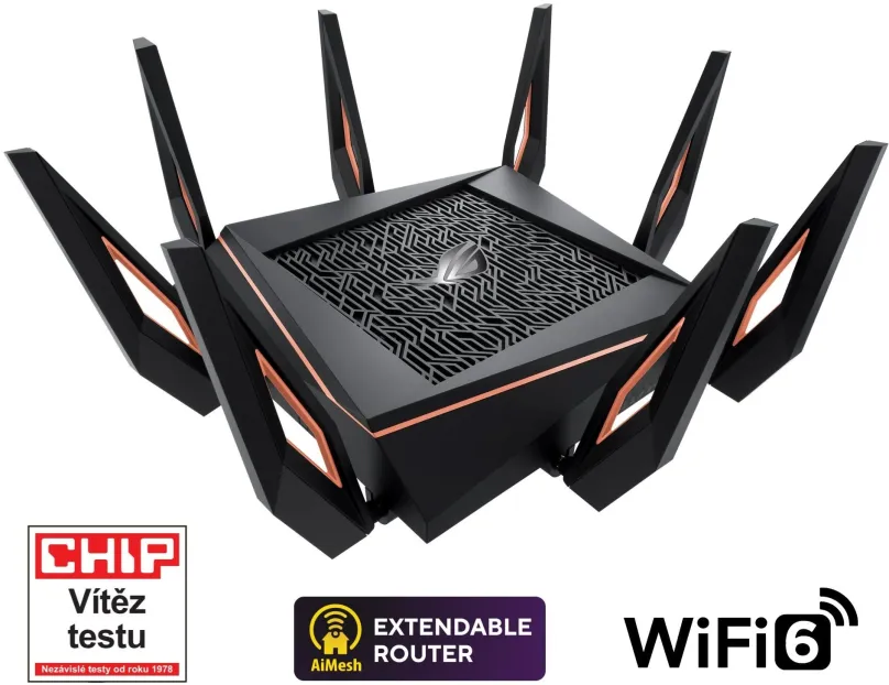 WiFi smerovač ASUS GT-AX11000, , 802.11s/b/g/n/ac/ax až 4804 Mb/s, tri-band, 4 x LAN až 2,