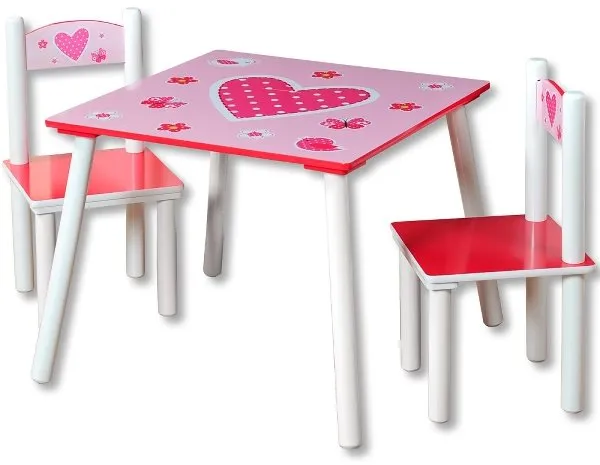 Detský nábytok Kesper Sada detský stolík s dvoma stoličkami ružový