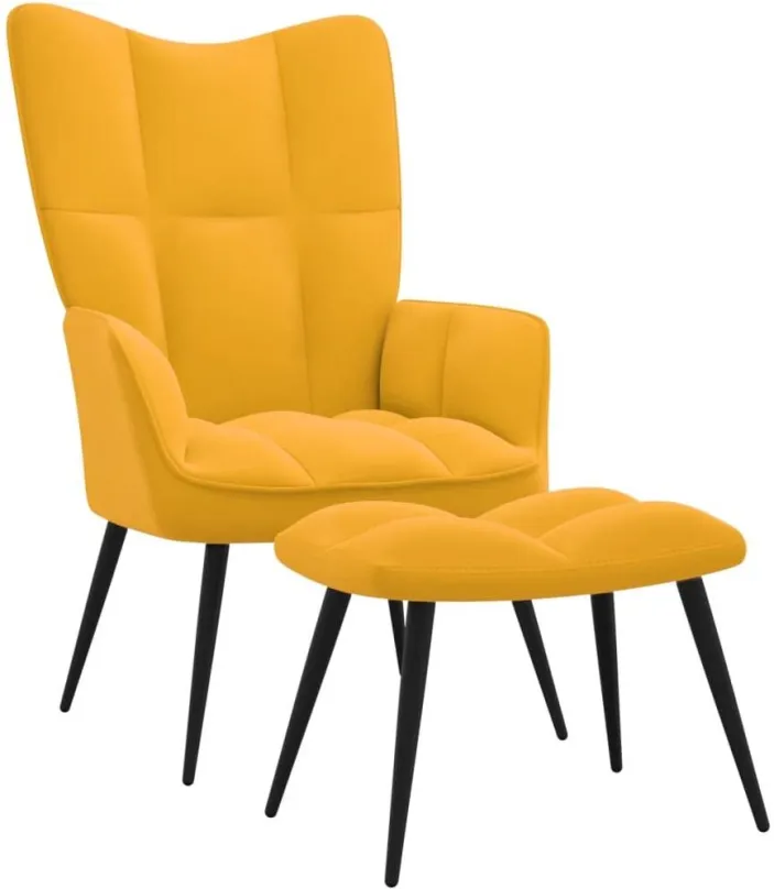 Kreslo Relaxačné kreslo so stoličkou horčicovo žltej zamat, 328091