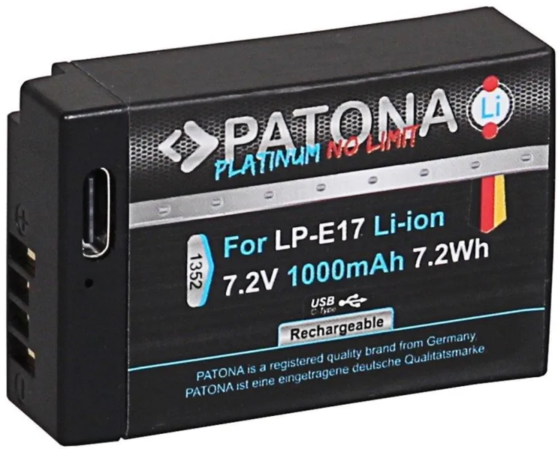 Batéria pre fotoaparát PATONA batéria pre Canon LP-E17 1000mAh Li-Ion Platinum USB-C nabíjanie