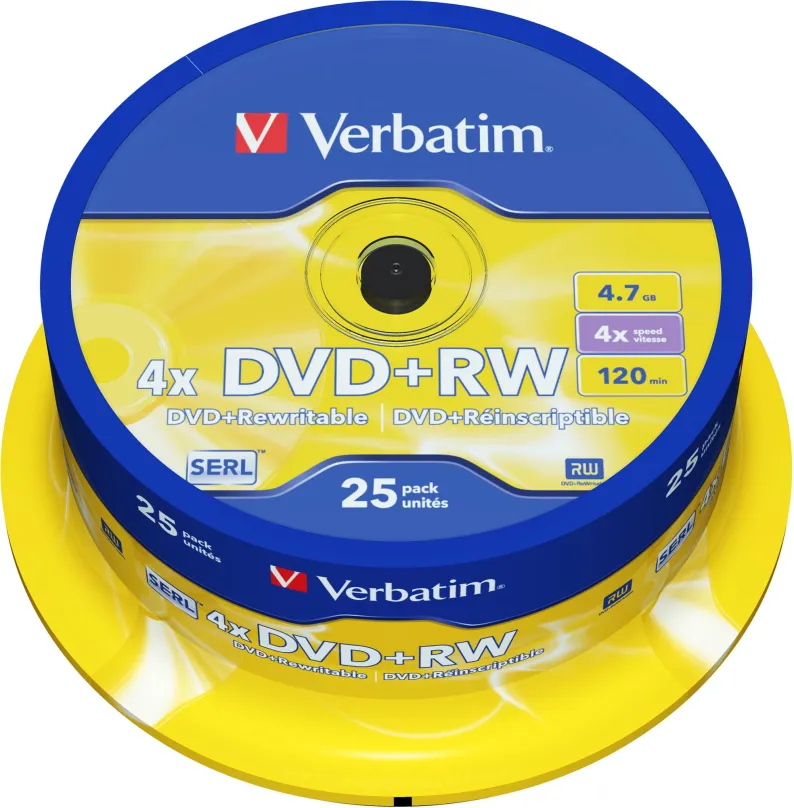 Médiá VERBATIM DVD+RW SERL 4,7 GB, 4x, spindle 25 ks