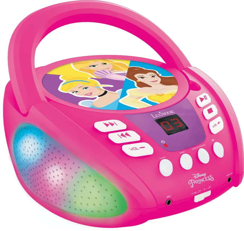 Hudobná hračka Lexibook Disney Princess Bluetooth CD prehrávač so svetlami