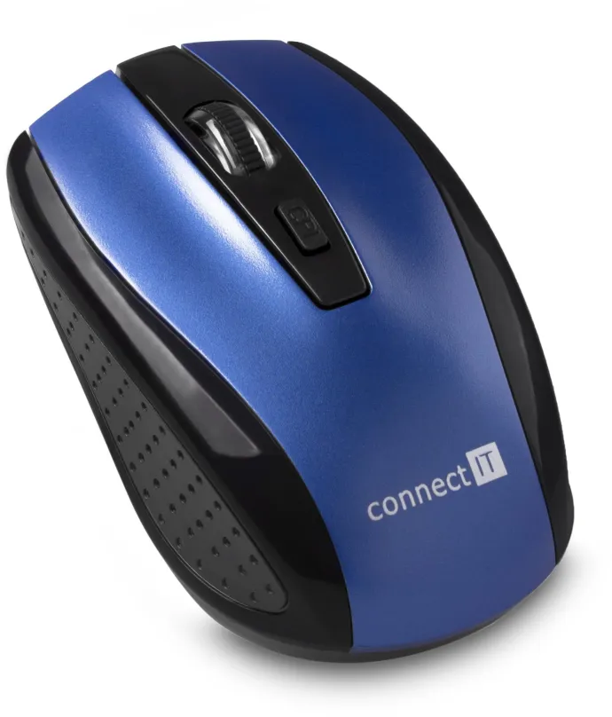 Myš CONNECT IT CI-1225 modrá, bezdrôtová, optická, 1600DPI, 4 tlačidlá, USB a bezdrôtový U