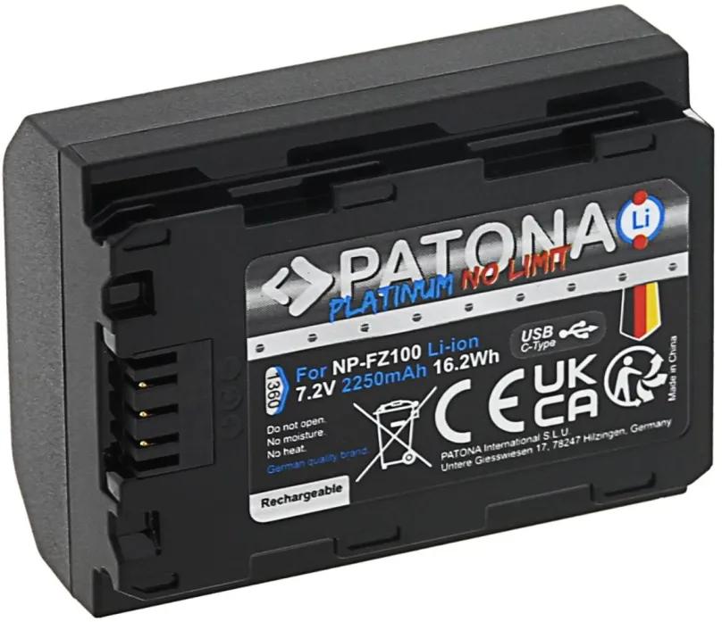 Batéria pre fotoaparát PATONA batéria pre Sony NP-FZ100 2250mAh Li-Ion Platinum USB-C nabíjanie