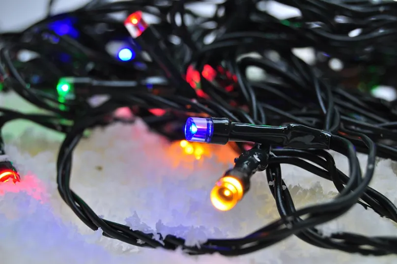 Solight LED vonkajšie vianočné reťaz, 200 LED, 20m, prívod 5m, 8 funkcií, časovač, IP44, viacfarebný