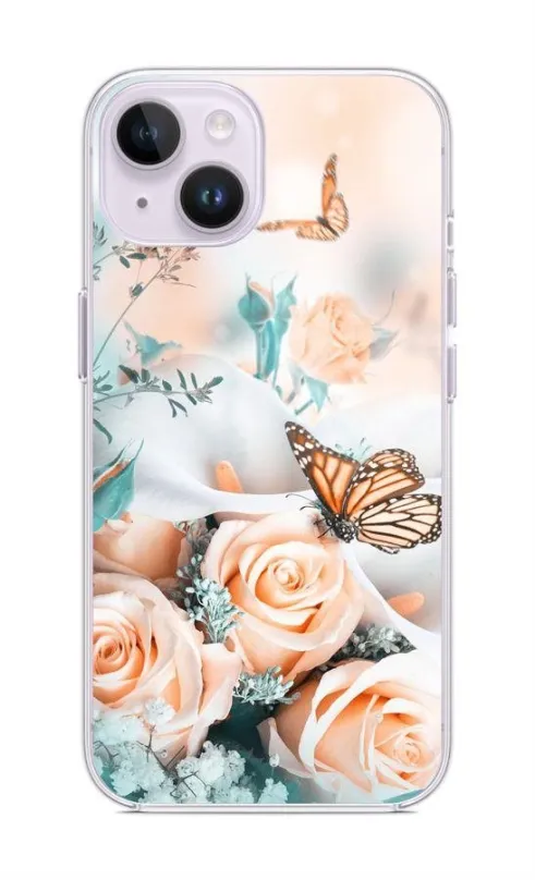 Kryt na mobil TopQ Kryt iPhone 14 Plus Ruže s motýľom 81940