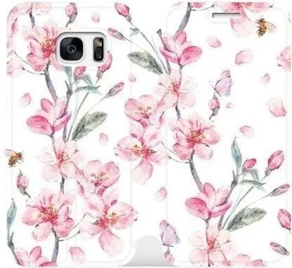 Kryt na mobil Flipové púzdro na mobil Samsung Galaxy S7 - M124S Ružové kvety