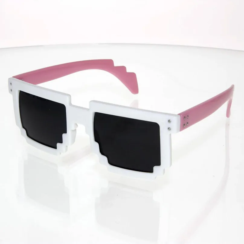 Slnečné okuliare OEM Slnečné okuliare hranaté Robot bielo-ružové