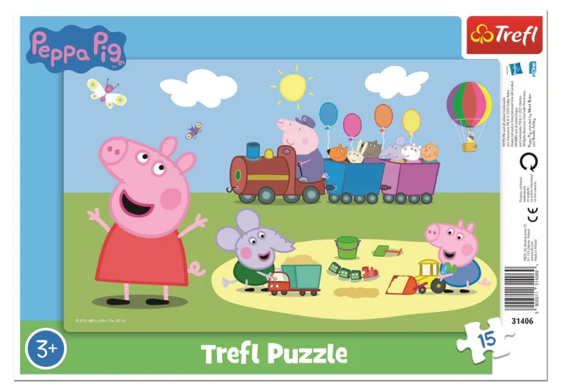 TREFL Puzzle Prasiatko Peppa: Veselý vláčik 15 dielikov