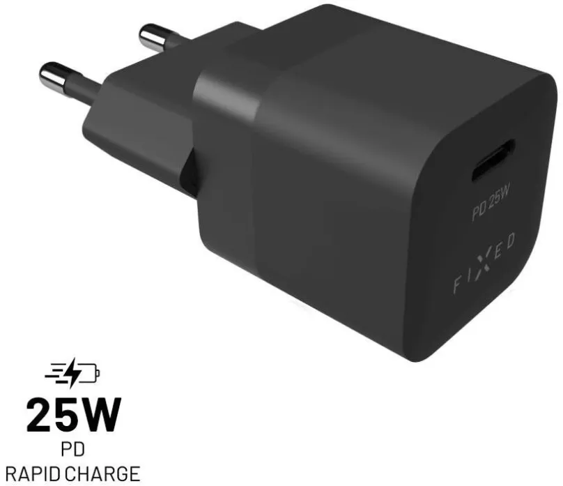 Nabíjačka do siete FIXED PD Rapid Charge Mini s USB-C výstupom a podporou PD 25W čierny