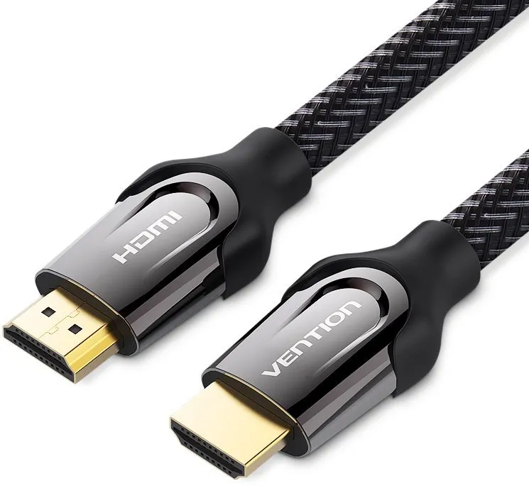 Video kábel Vention Nylon Braided HDMI 2.0 Cable 1.5m, prepojovací, Black Metal Type