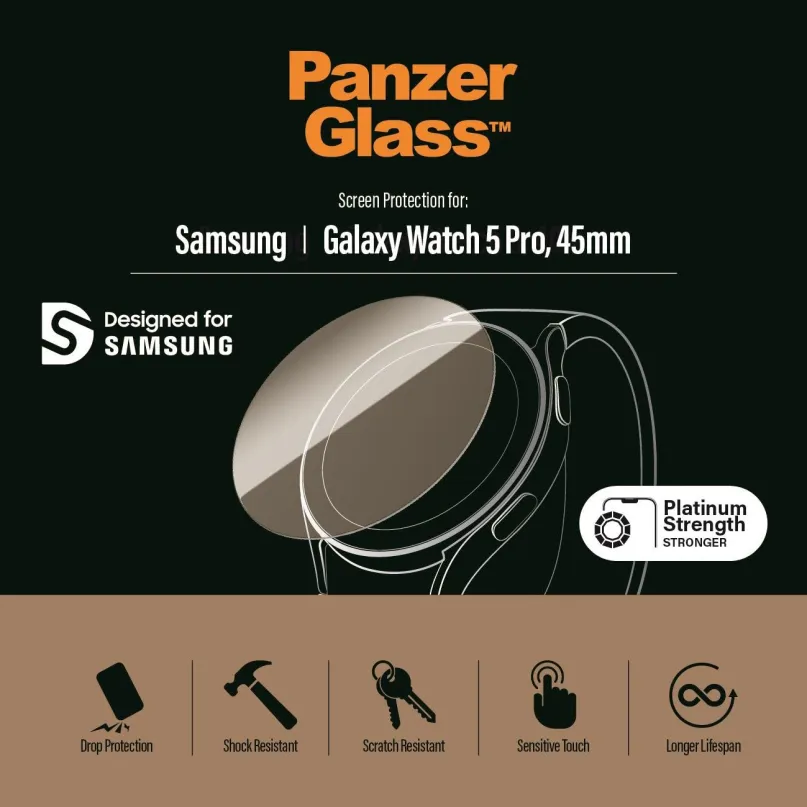Ochranné sklo PanzerGlass Samsung Galaxy Watch 5 Pro 45mm, pre chytré hodinky Samsung Gala