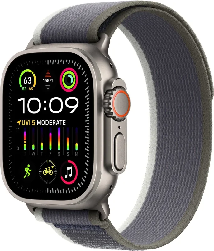 Chytré hodinky Apple Watch Ultra 2 49mm titánové púzdro so zeleno-sivým trailovým ťahom - S/M