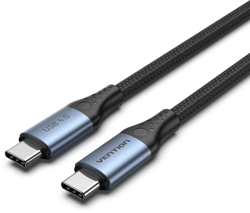 Dátový kábel Vention Cotton Braided USB-C 4.0 5A Cable 1m Gray Aluminum Alloy Type