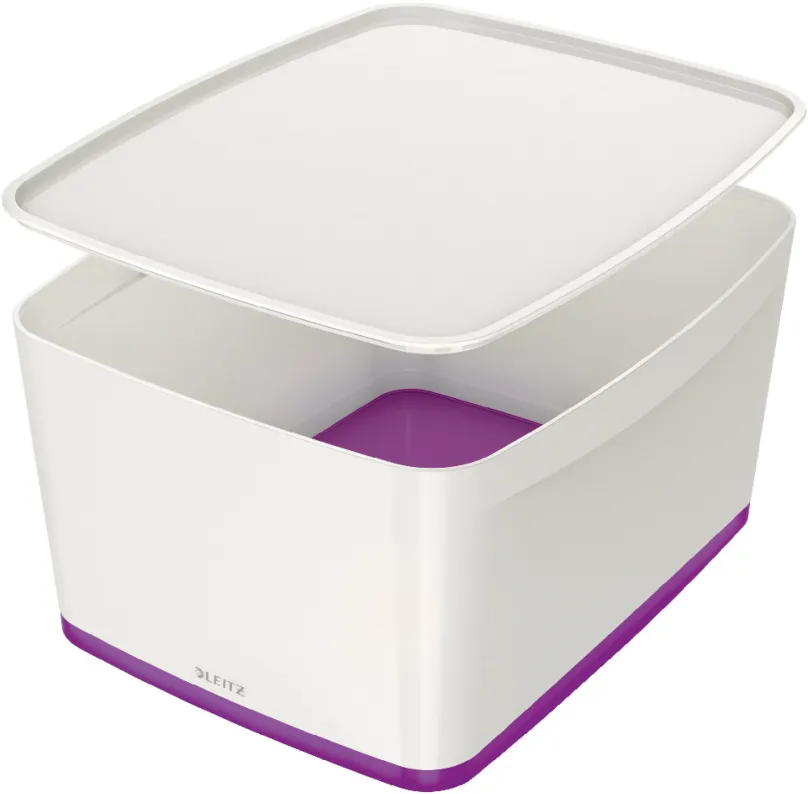 Úložný box Leitz WOW MyBox, veľkosť L, biela/fialová