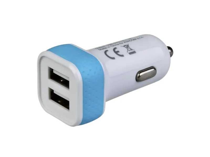 AVACOM nabíjačka do auta s dvoma USB výstupy 5V / 1A - 2,1 A, bielo-modrá farba