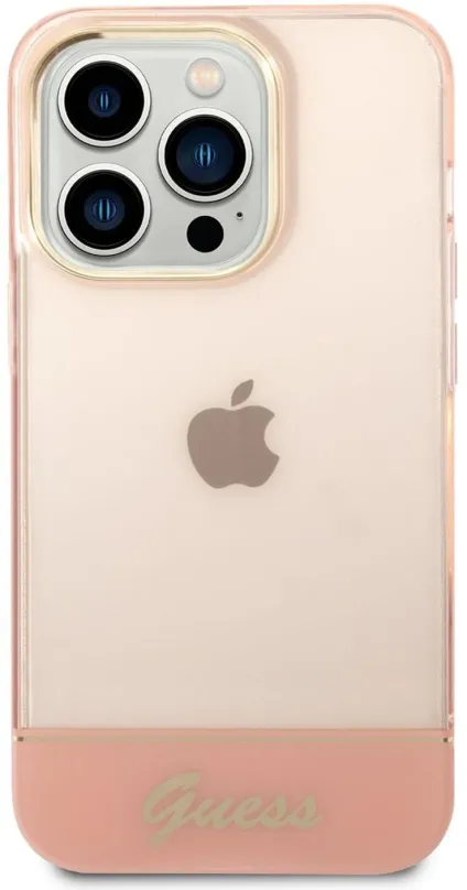 Kryt pre mobil Guess PC/TPU Camera Outline Translucent Zadný Kryt pre iPhone 14 Pre Max Pink