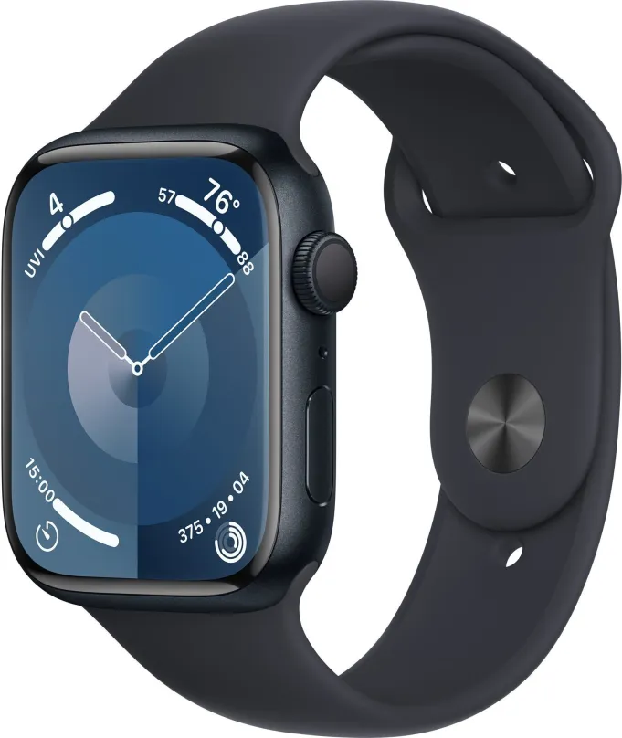 Chytré hodinky Apple Watch Series 9 45mm Temne atramentový hliník s temne atramentovým športovým remienkom - M/L