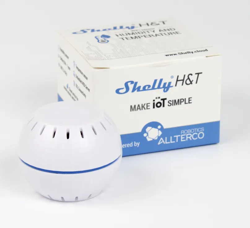 Detektor Shelly HT batériový snímač teploty a vlhkosti, biely, WiFi