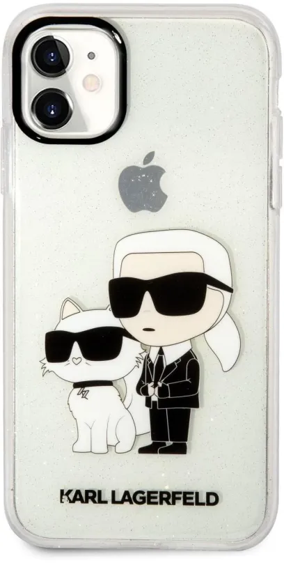 Kryt pre mobil Karl Lagerfeld IML Glitter Karl and Choupette NFT Zadný Kryt pre iPhone 11 Transparent