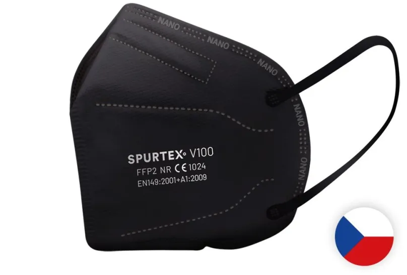 Respirátor SpurTex® Nanorespirátor V100 FFP2 NR - 5ks CE L čierny