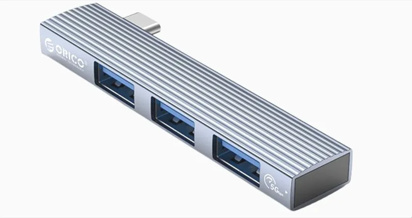 USB Hub ORICO AH-W13 3-Port Straignt Plug-in Type-C USB3.0 HUB, sivý