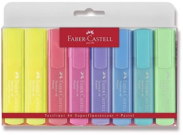 Zvýrazňovač FABER-CASTELL Textliner 1546 pastelové - sada 8 farieb