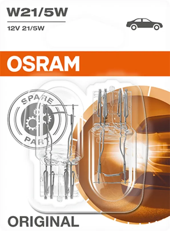 Autožiarovka Osram Originál W21/5W, 12V, 21/5W, W3x16q, 2 kusy v balení