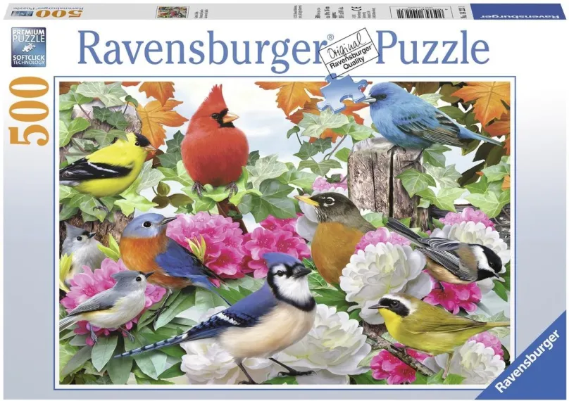 Puzzle Ravensburger puzzle 142231 Vtáky na záhrade 500 dielikov