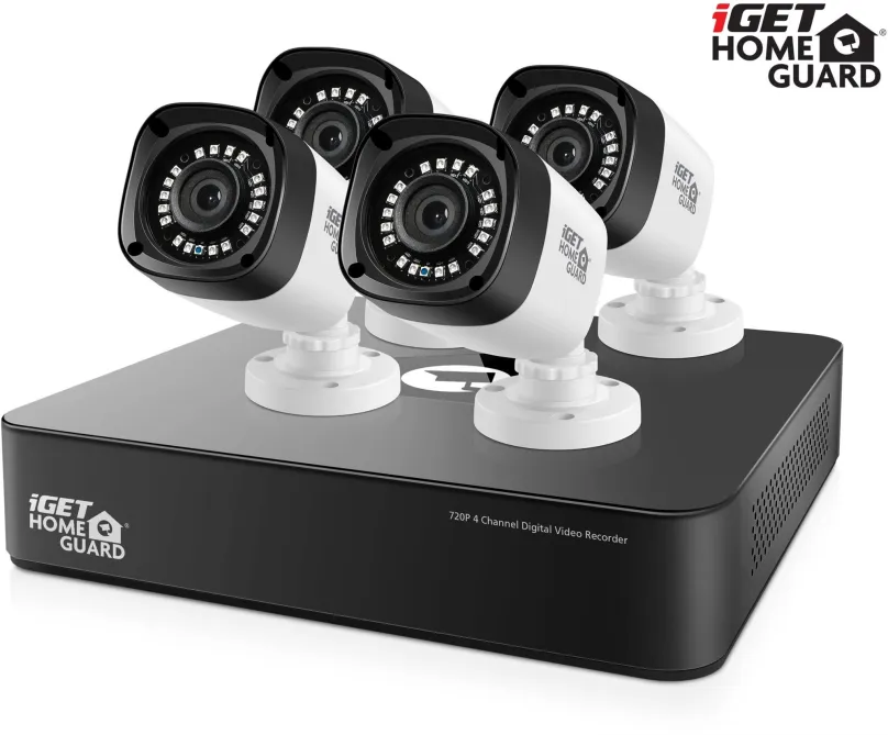 Kamerový systém iGET HOMEGUARD HGDVK46704P, 4-kanálový HD DVR + 4x kamera HD720p, IP66, nočné videnie