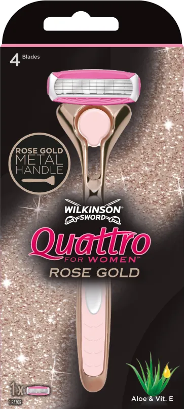 Dámsky holiaci strojček WILKINSON Quattro for Women Rose zlata + hlavice 1 ks
