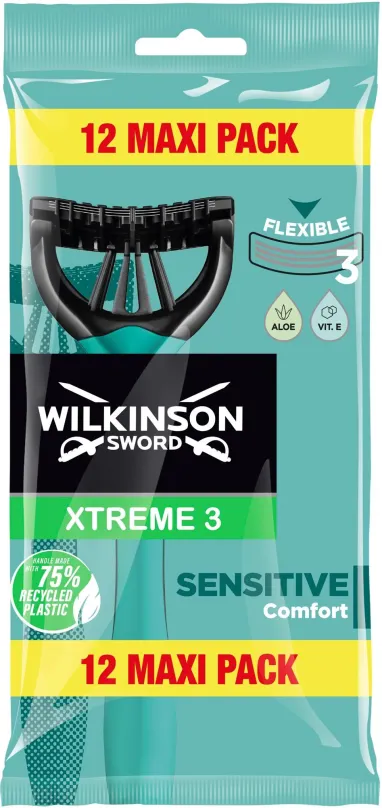 Holítka WILKINSON Xtreme3 Sensitive Comfort Maxi Pack 12 ks, 12 ks, počet čepieľok: 3, typ