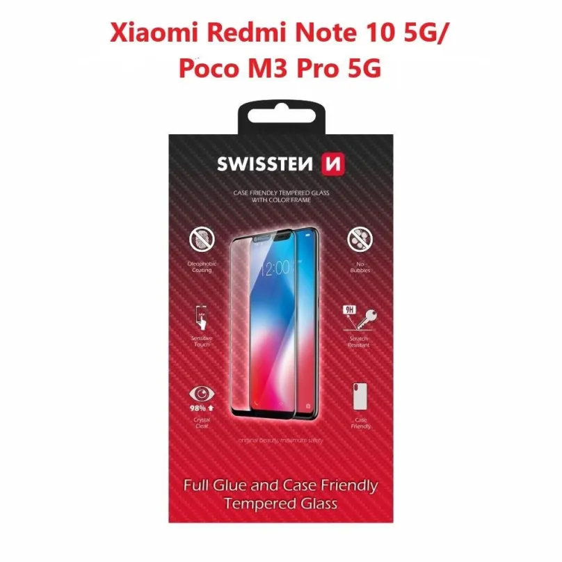 Ochranné sklo Swissten Case Friendly pre Xiaomi Redmi Note 10 5G/Poco M3 Pre 5G čierne