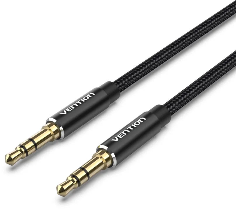 Audio kábel Vention Cotton Braided 3.5mm Male to Male Audio Cable 1.5m Black Aluminum Alloy Type