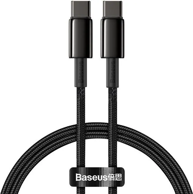 Dátový kábel Baseus Tungsten Gold Fast Charging Data Cable Type-C (USB-C) 100W 1m Black
