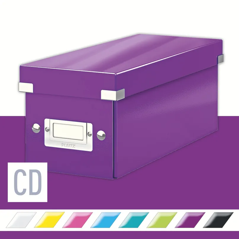 Archivačná krabica LEITZ WOW Click & Store CD 14.3 x 13.6 x 35.2 cm, purpurová