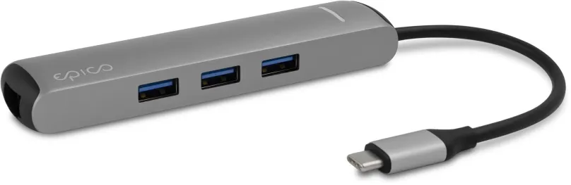 Replikátor portov Epico Hub Slim s rozhraním USB-C pre notebooky a tablety - strieborný