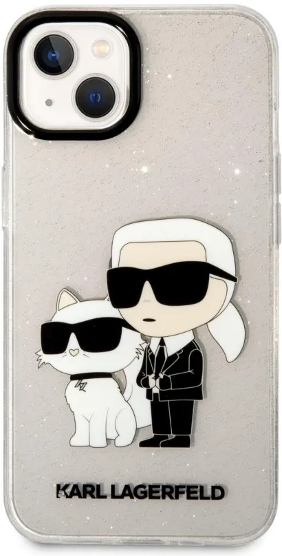 Kryt pre mobil Karl Lagerfeld IML Glitter Karl and Choupette NFT Zadný Kryt pre iPhone 13 Transparent