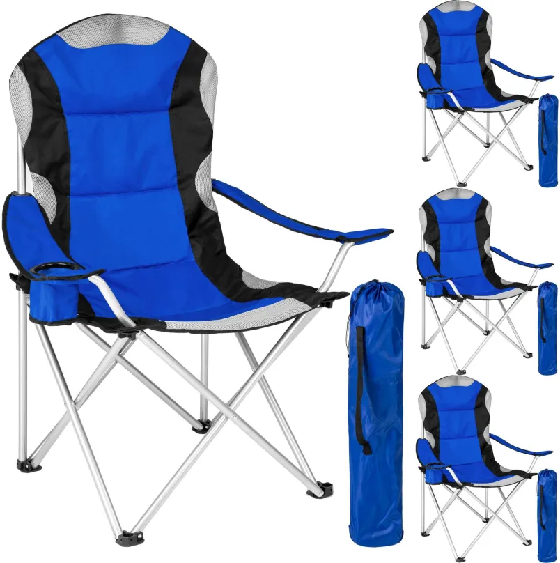 Kempingová stolička 4 Kempingové stoličky polstrované modré