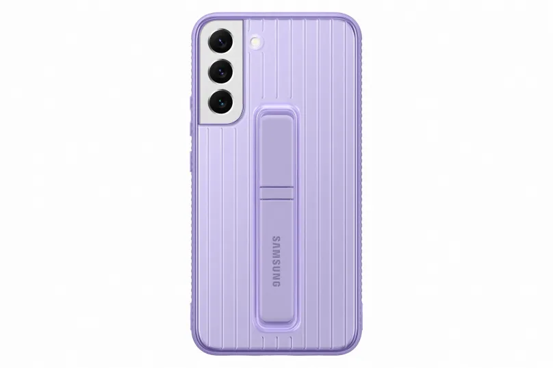 Kryt na mobil Samsung Galaxy S22+ 5G tvrdený ochranný zadný kryt so stojanom fialový