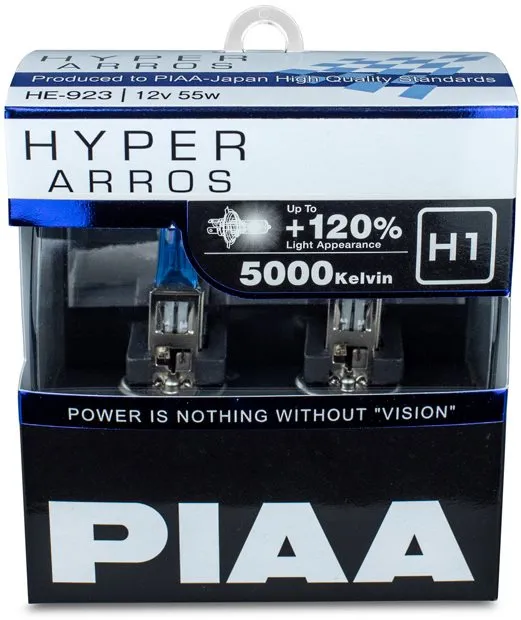 Autožiarovka PIAA Hyper Arros 5000K H1 + 120% jasne biele svetlo s teplotou 5000K, 2ks